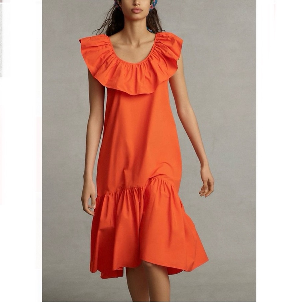 Whit Two orange frill dress